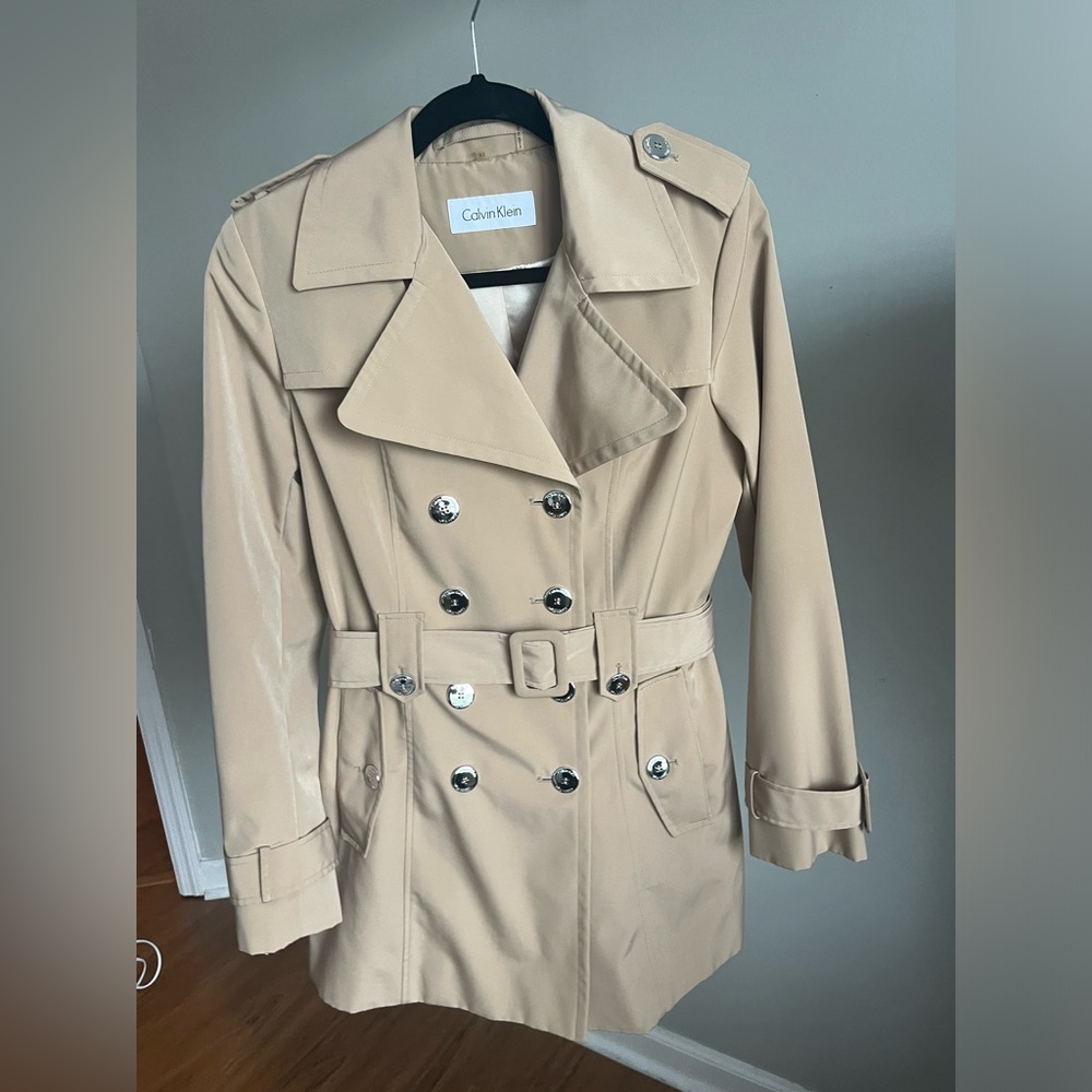 Calvin Klein Women’s Beige Belted Trench Coat